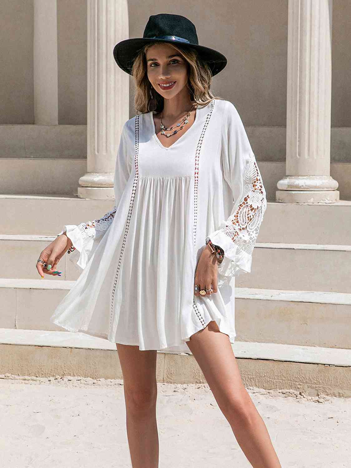 Sierra Lace Detail V-Neck Mini Dress Sierra Lace Detail V-Neck Mini Dress