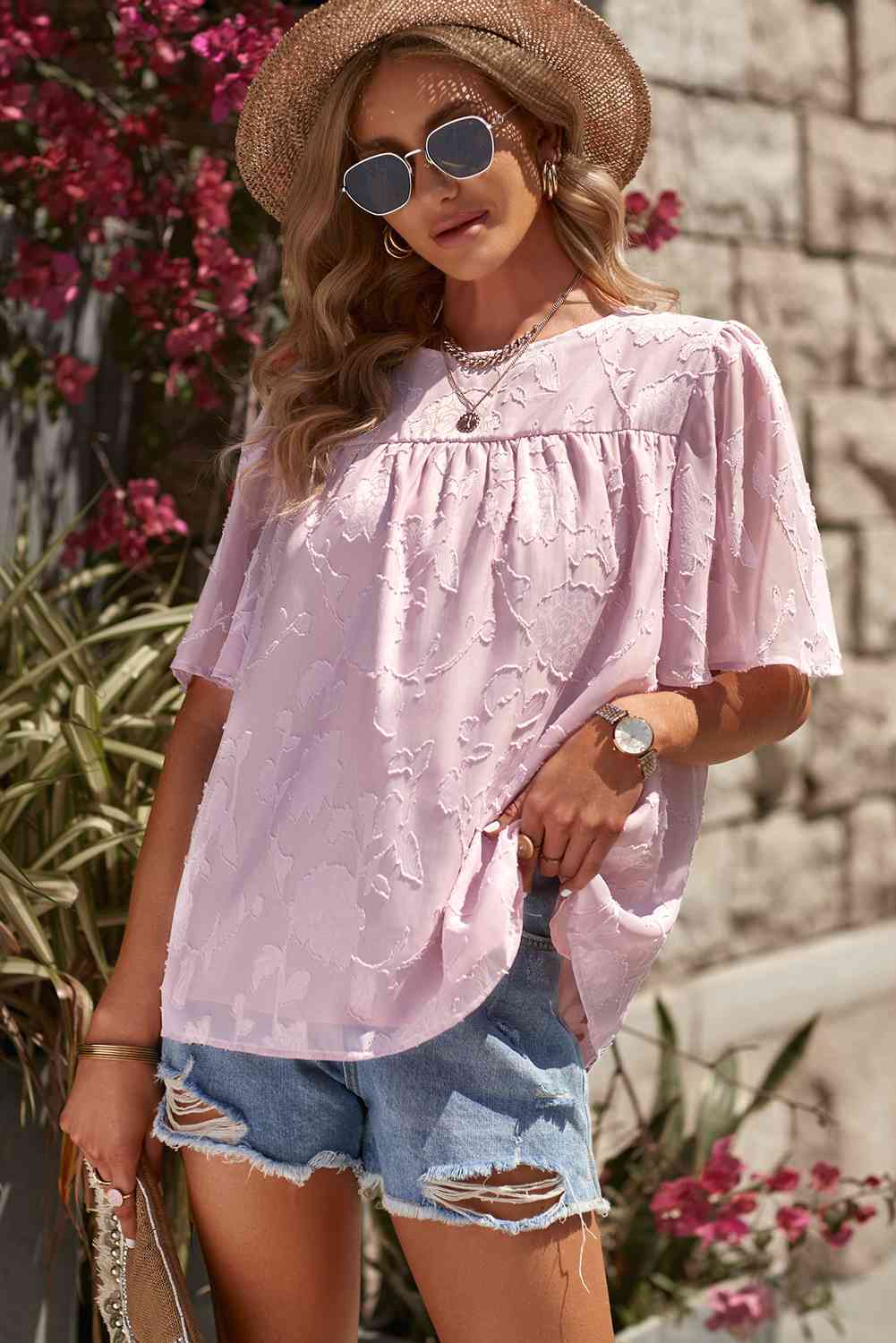 Vanessa Round Neck Puff Sleeve Blouse