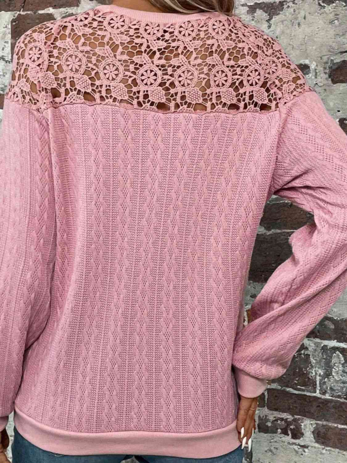 Lillian Lace Detail Round Neck Top