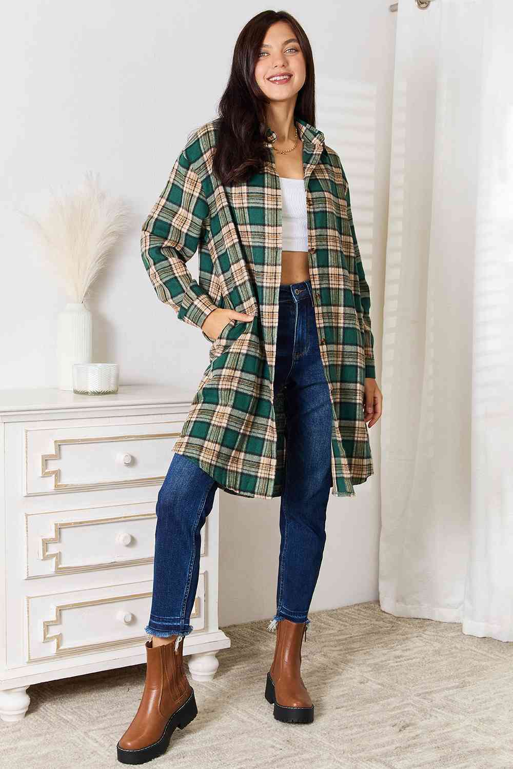 Evie Plaid Collared Neck Long Sleeve Shirt