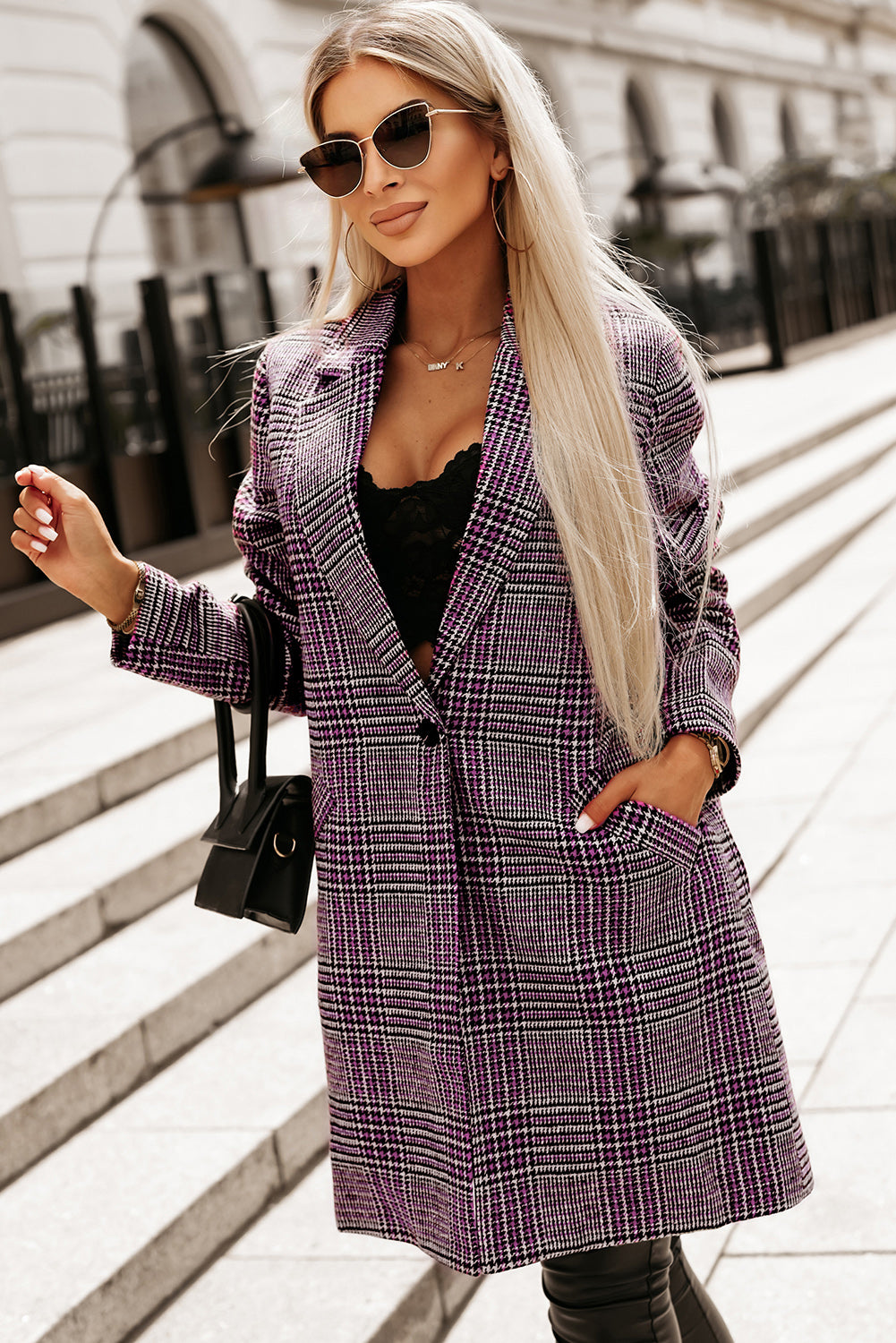 Don't Worry Plaid Longline Blazer