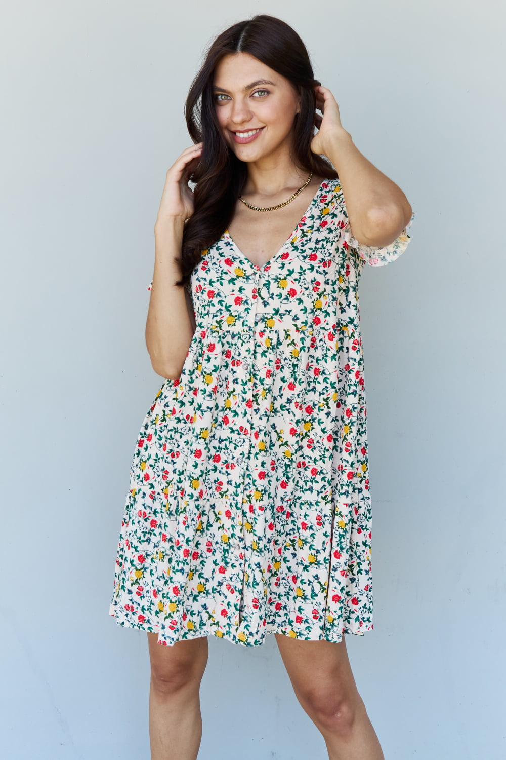 Follow Me Floral Ruffle Mini Dress