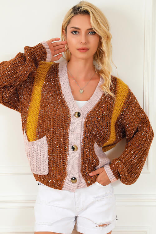 Amelie V-Neck Button Up Long Sleeve Cardigan