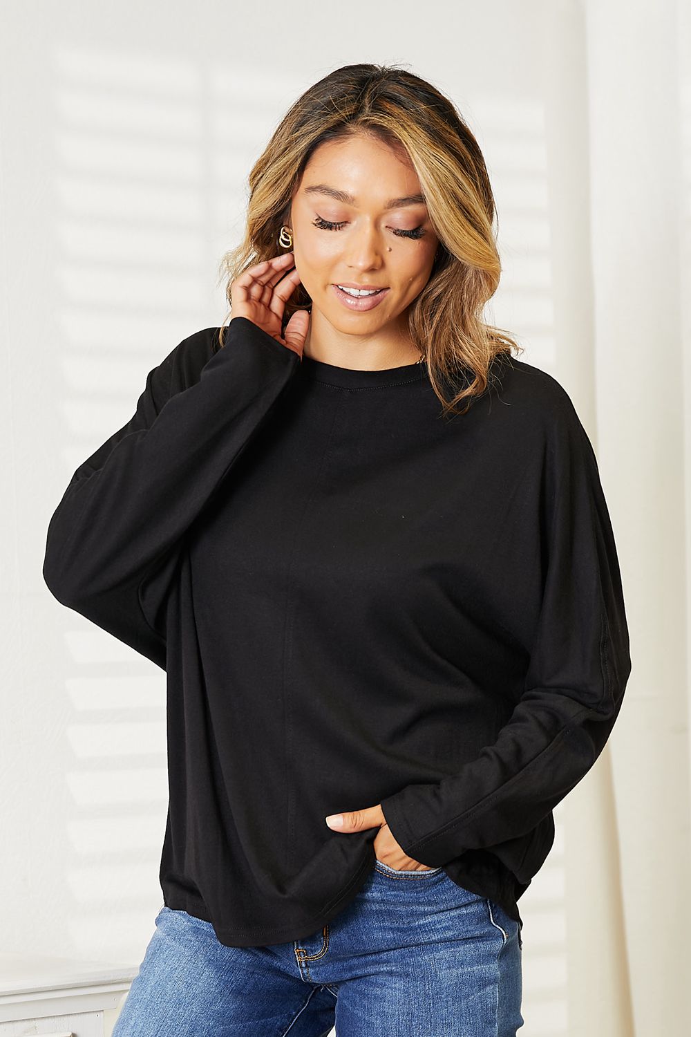 Madison Seam Detail Long Sleeve Top