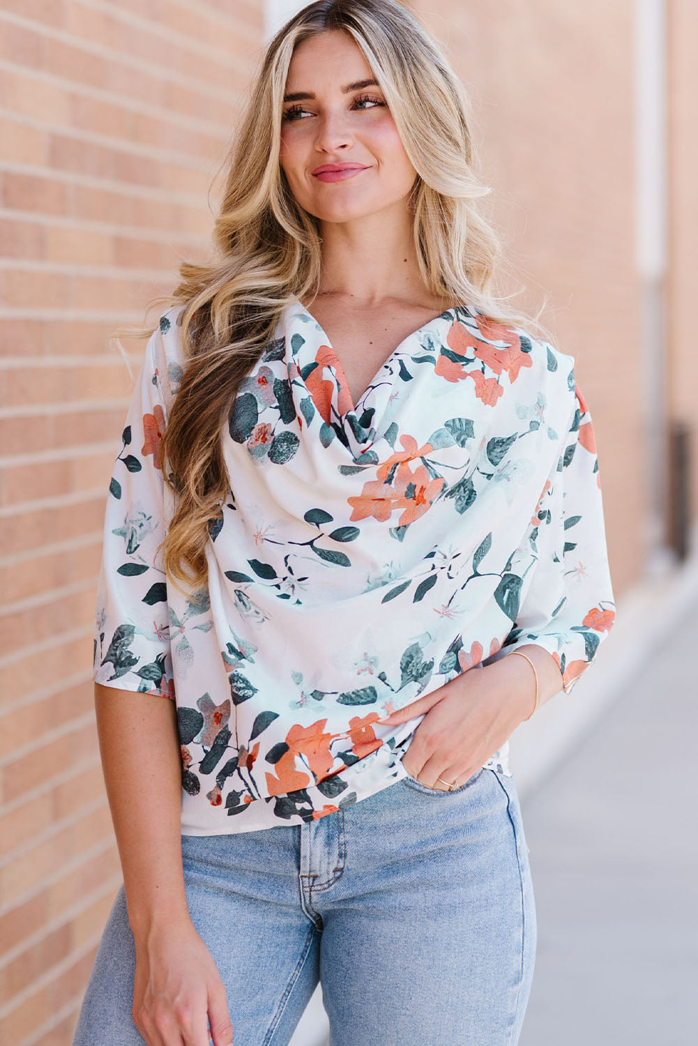 Corinne Floral Cowl Neck Blouse