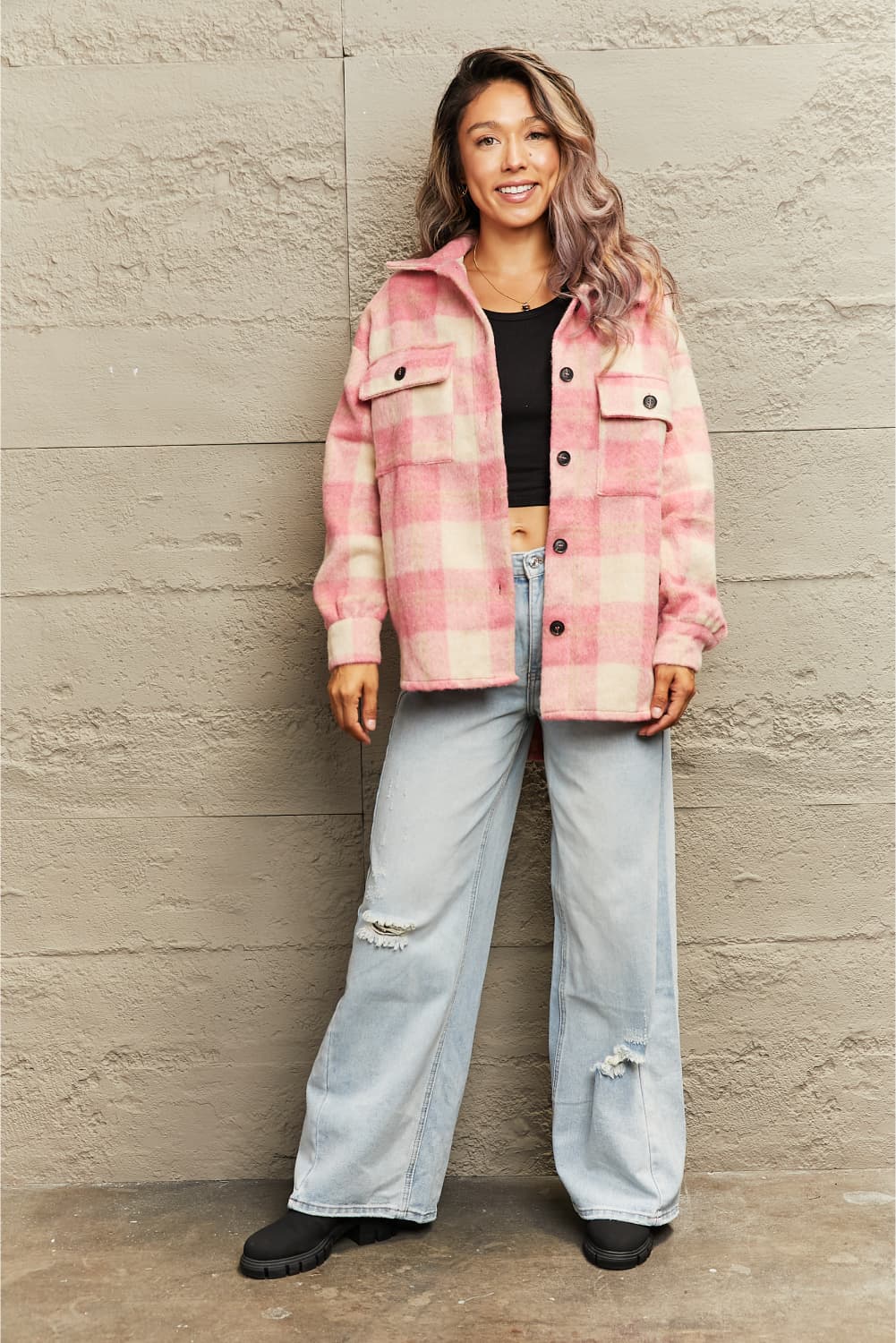 Rebecca Plaid Button Down Jacket