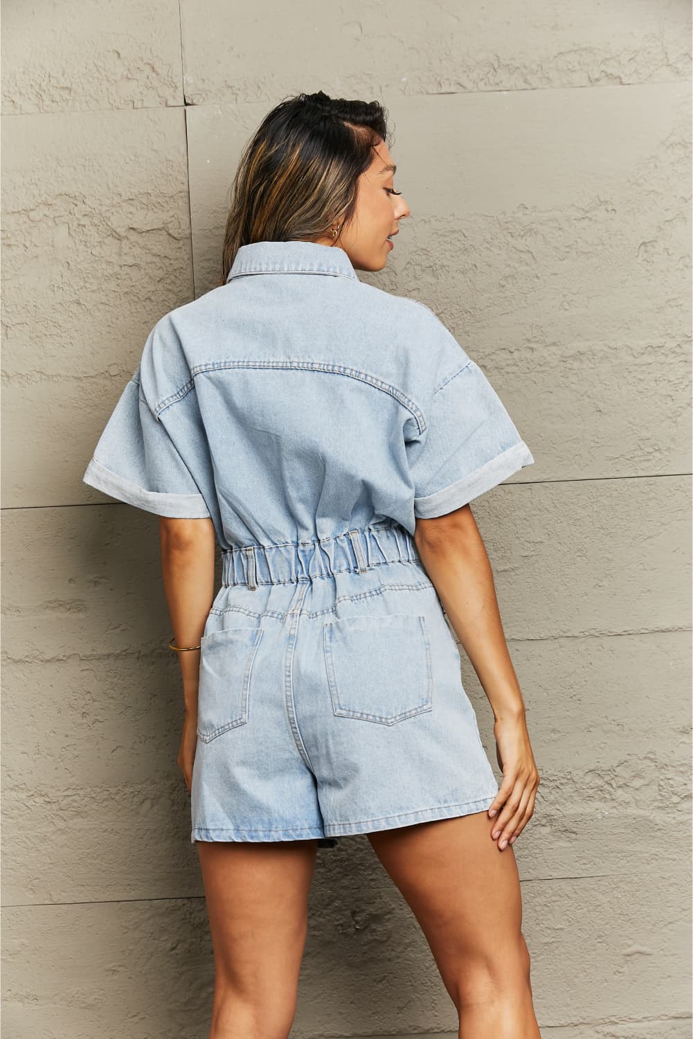 Casual Sunday Brunch Denim Romper