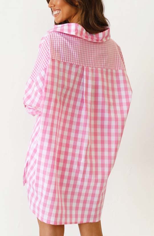 Candy Coated Pink Plaid Button Down Blouse