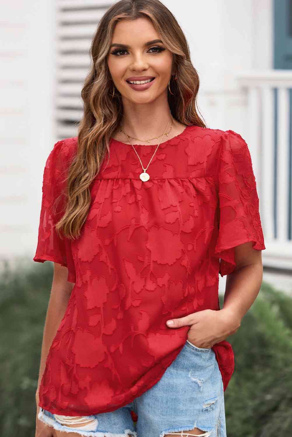 Vanessa Round Neck Puff Sleeve Blouse
