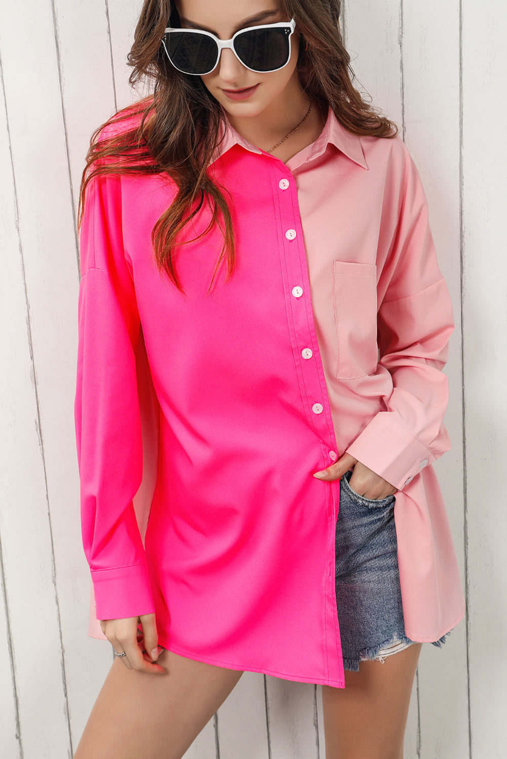Tone Of Voice Color Block Longline Shirt