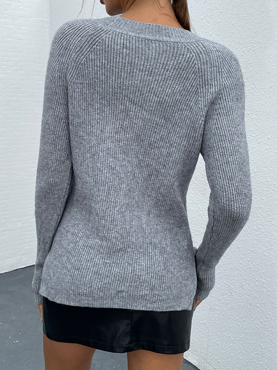 Skye Bead Trim Rib-Knit Sweater