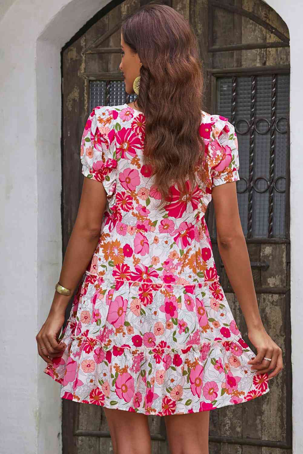 Mila Floral V-Neck Short Sleeve Dress