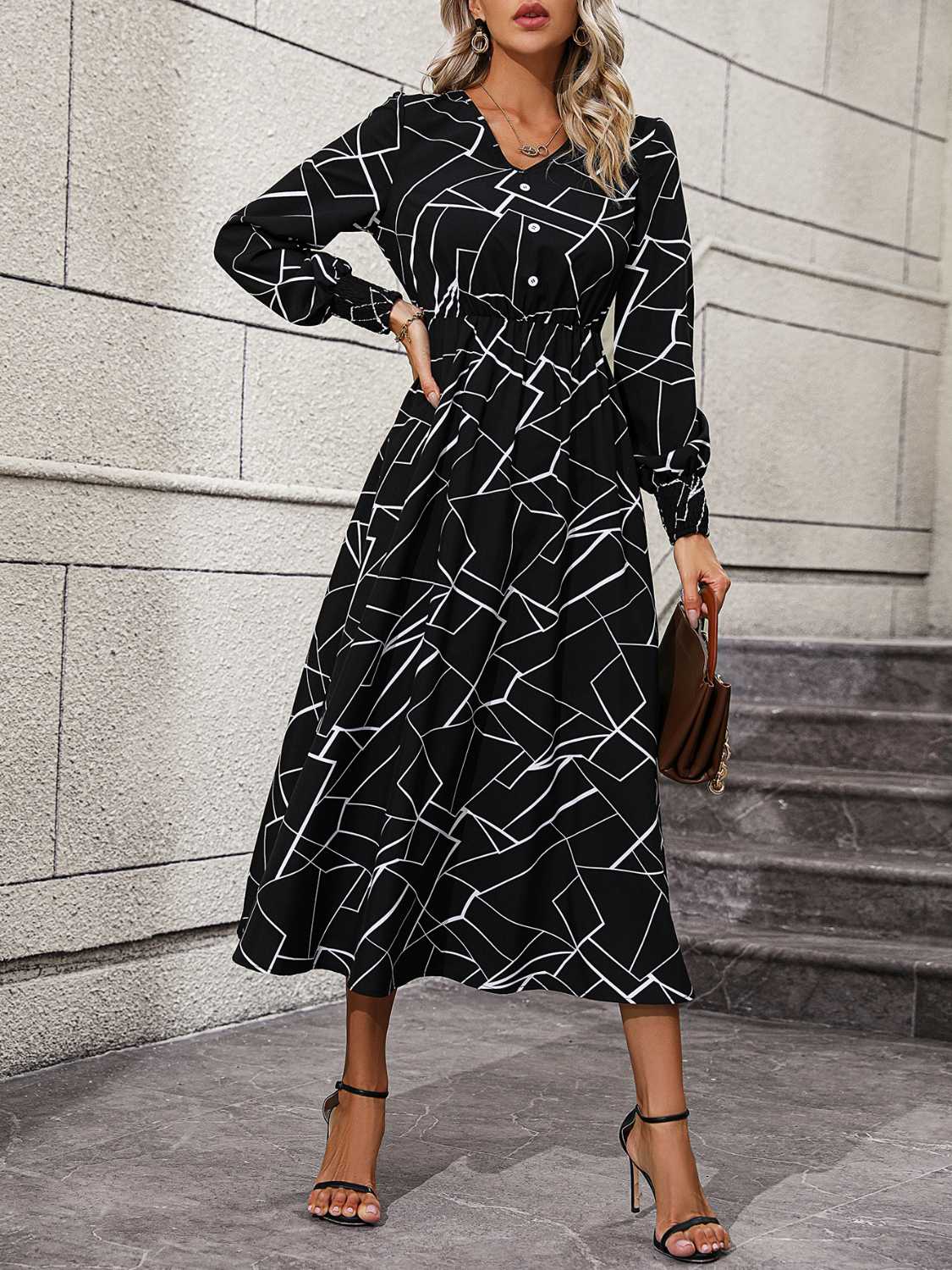 Uptown Girl Geometric Midi Dress
