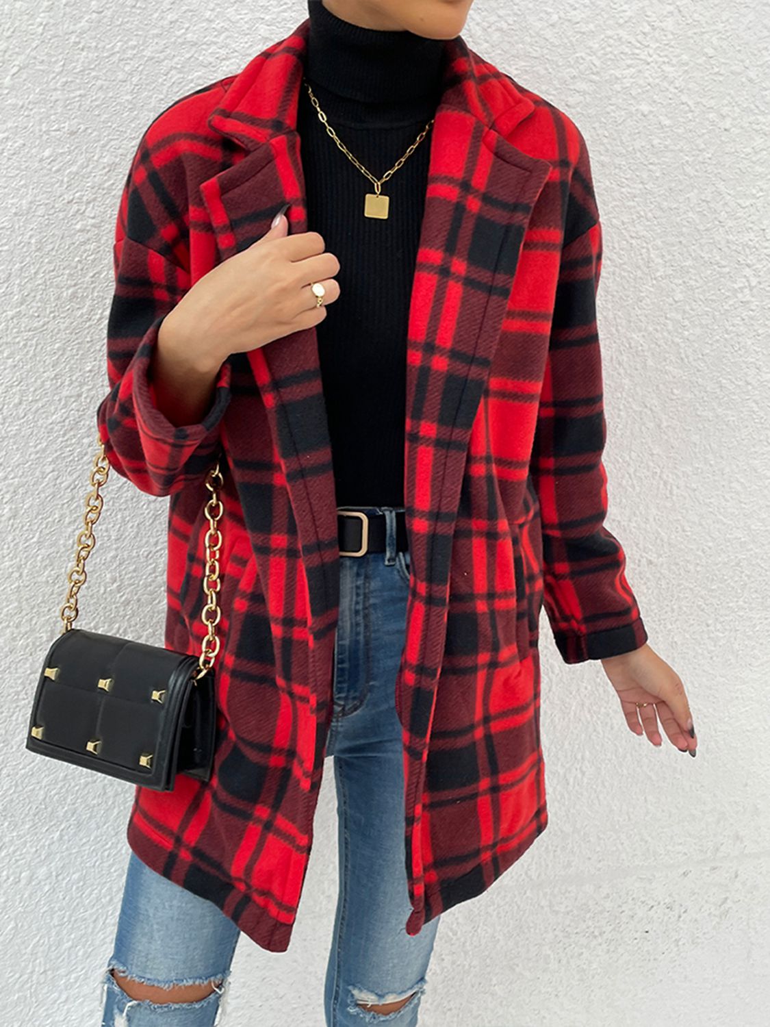 Nature Is Home Plaid Lapel Coat