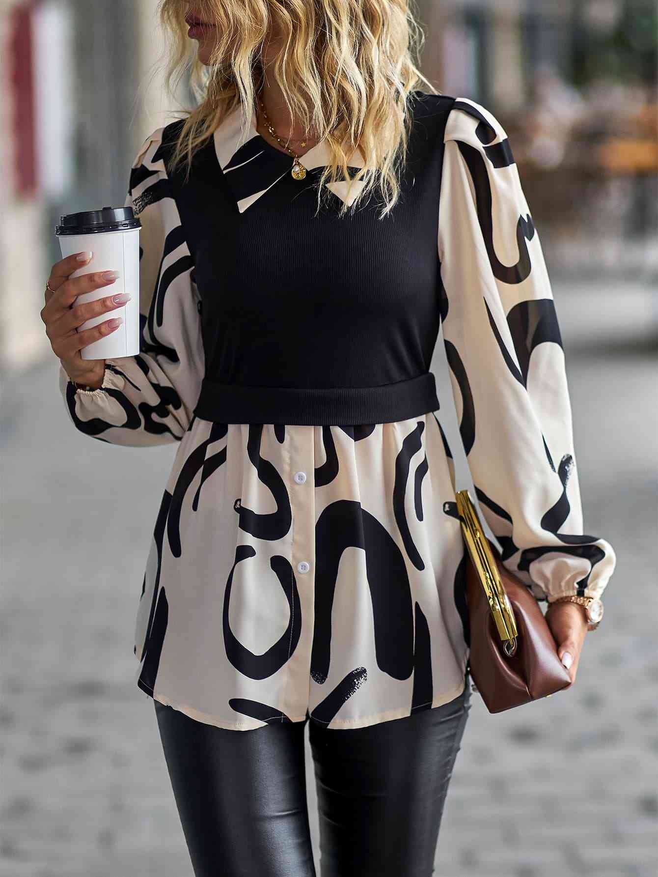 Sydney Two-Tone Puff Sleeve Blouse