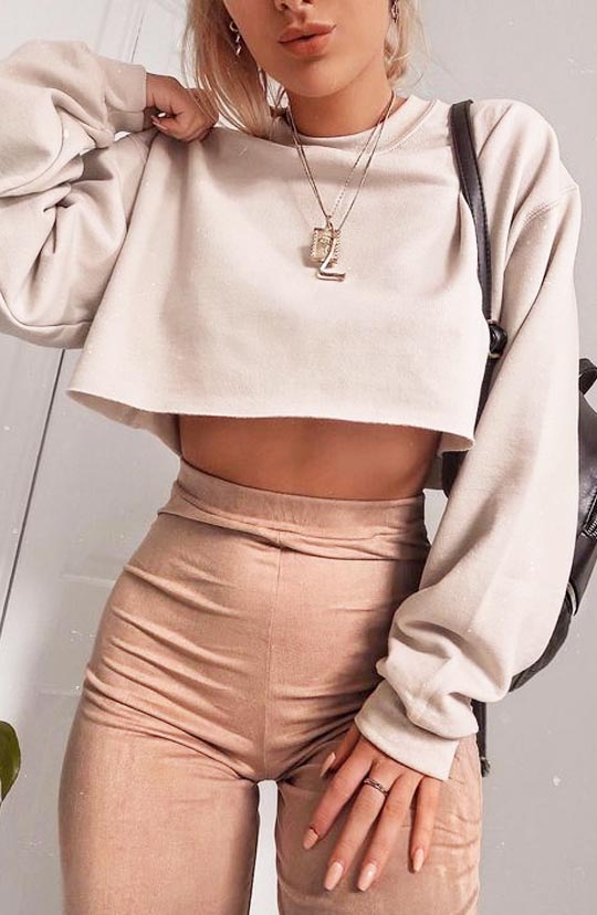 Classic Black Long Sleeve Crop Top