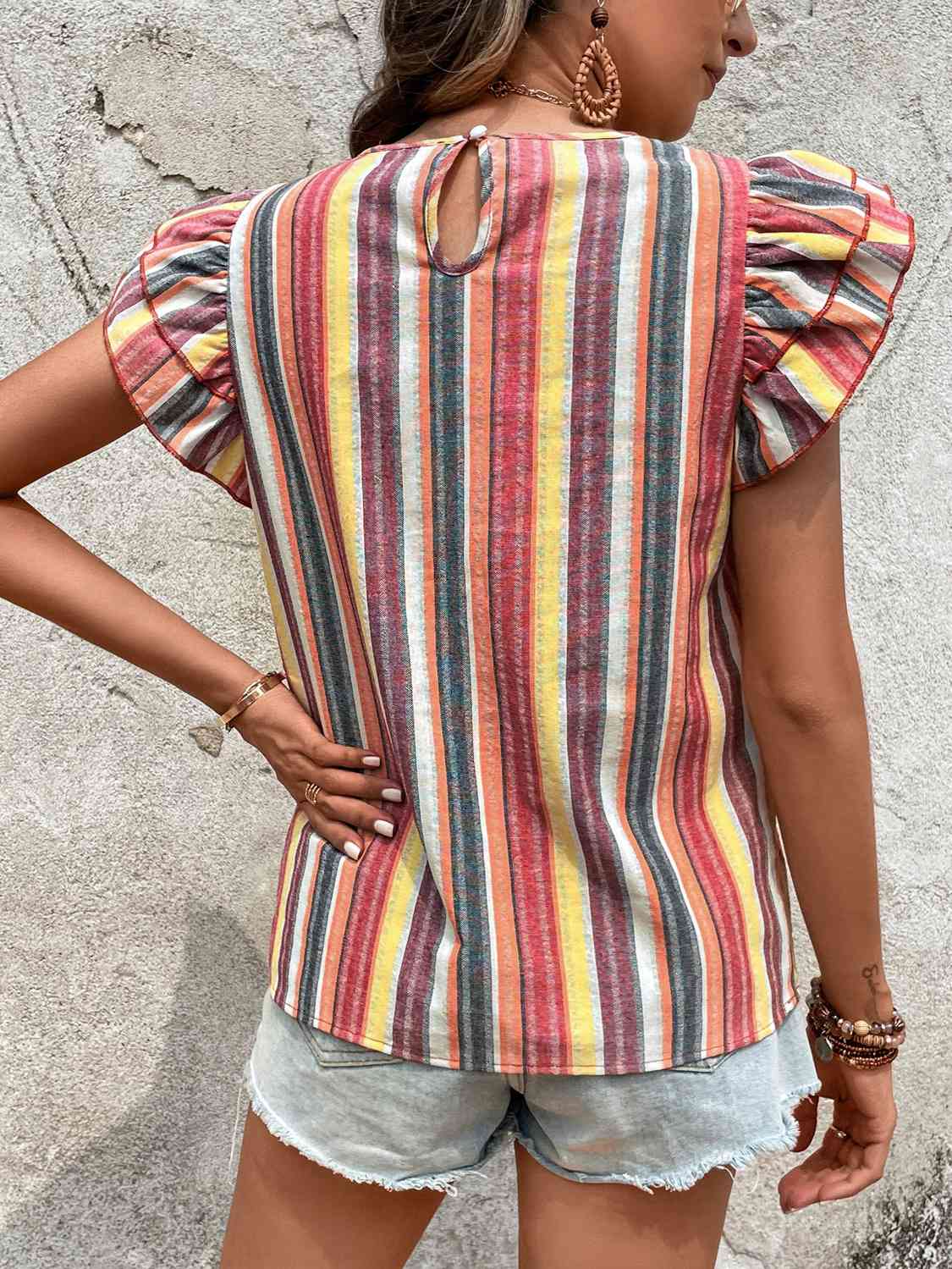 Ariya Cap Sleeve Striped Top