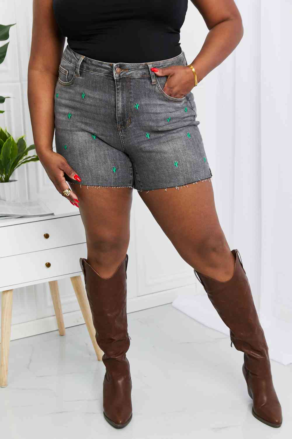 Cactus Raw Hem Denim Shorts