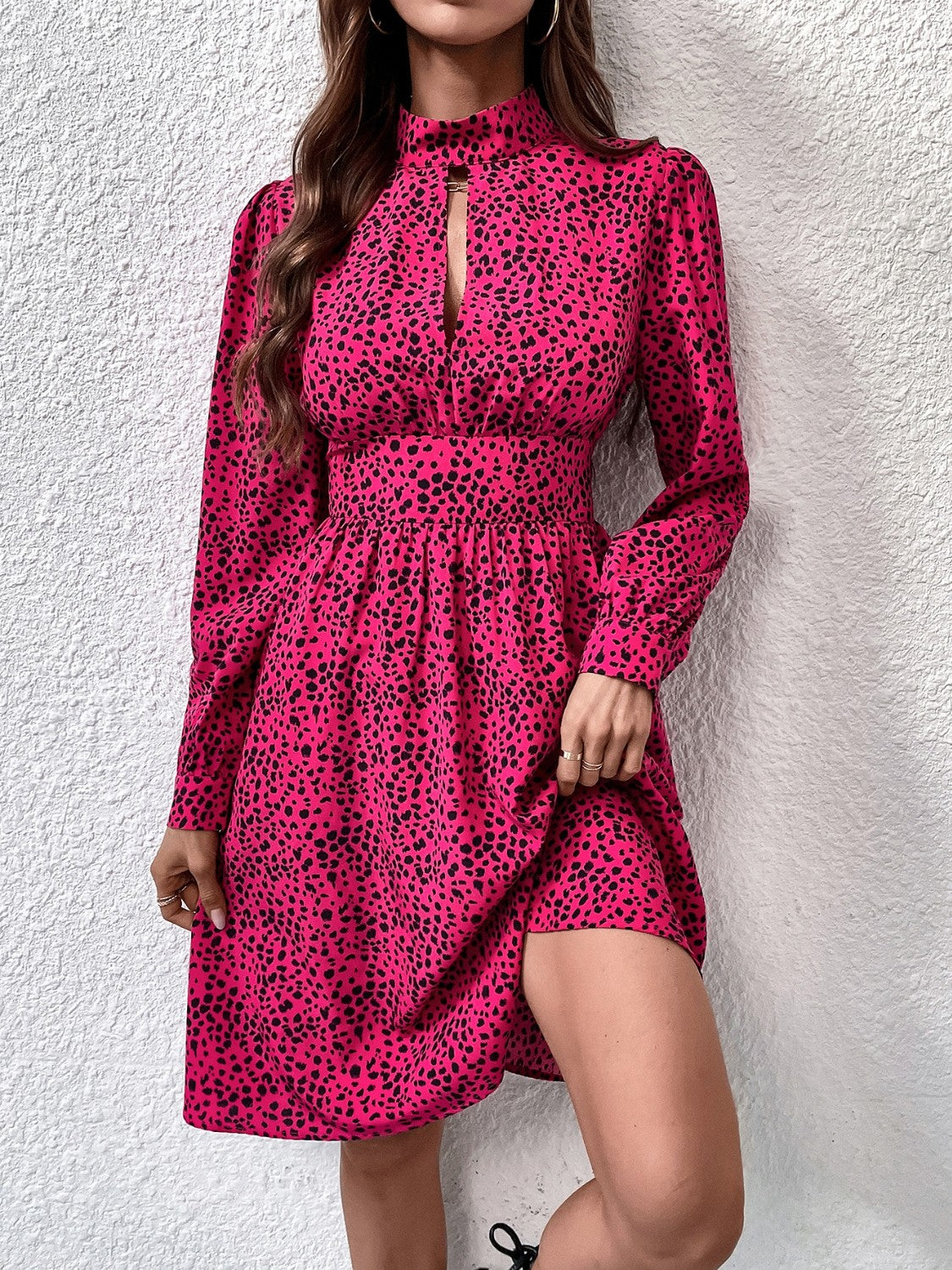 Molly Mock Neck Cutout Long Sleeve Dress