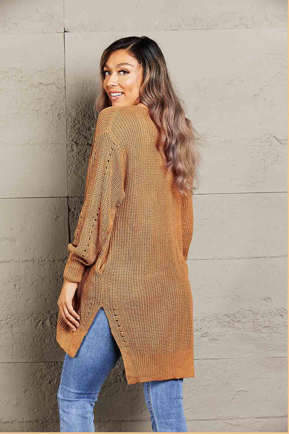 Ryleigh Openwork Rib-Knit Cardigan