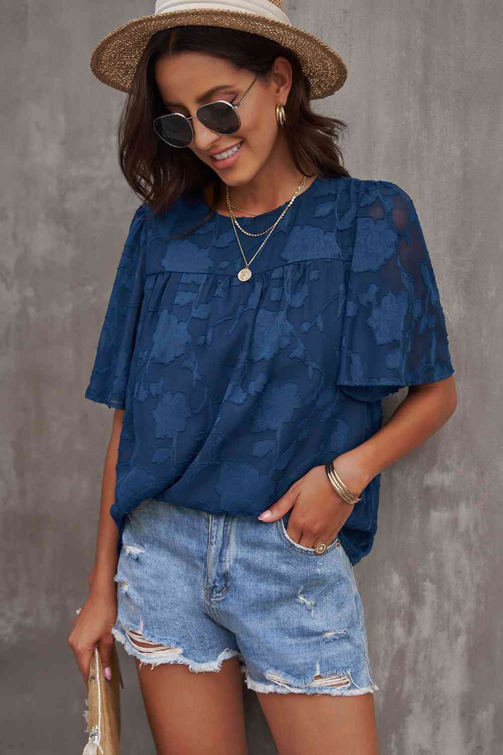 Vanessa Round Neck Puff Sleeve Blouse