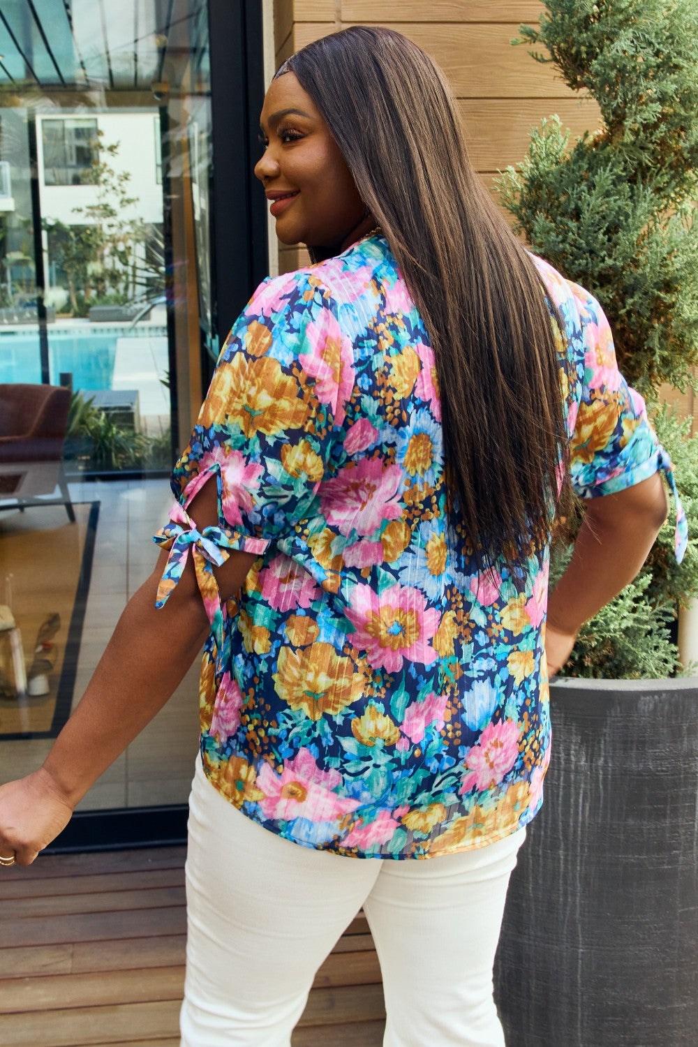 Pretty Petals Floral Tie Detail Blouse