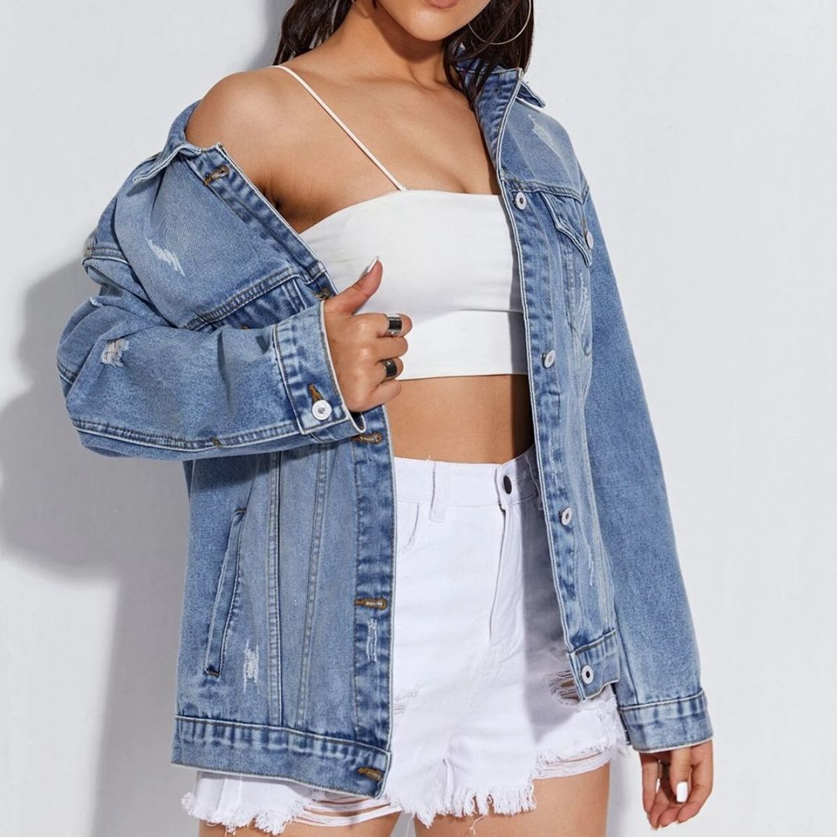 Stay Trending Distressed Denim Jacket