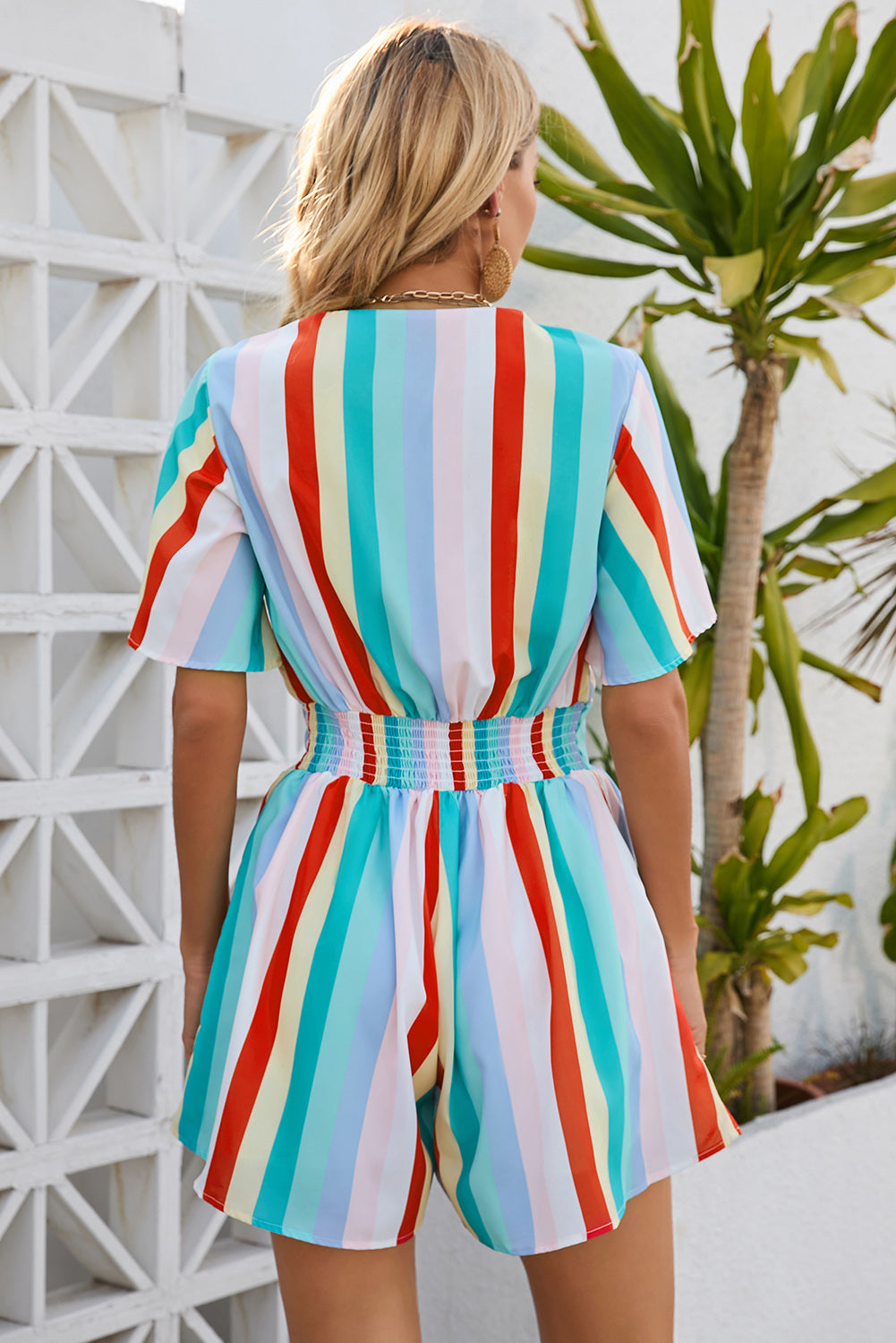 Paradise Striped Tie Front Romper