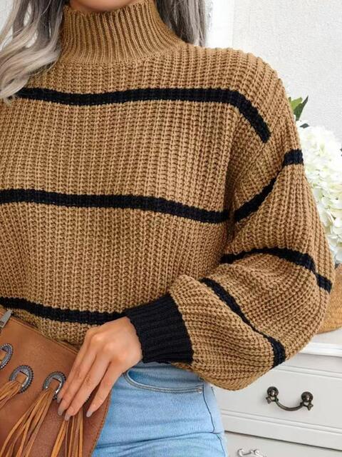 Makayla Striped Mock Neck Sweater