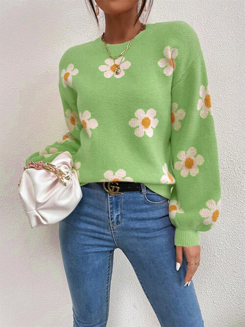Luna Flower Lantern Sleeve Sweater