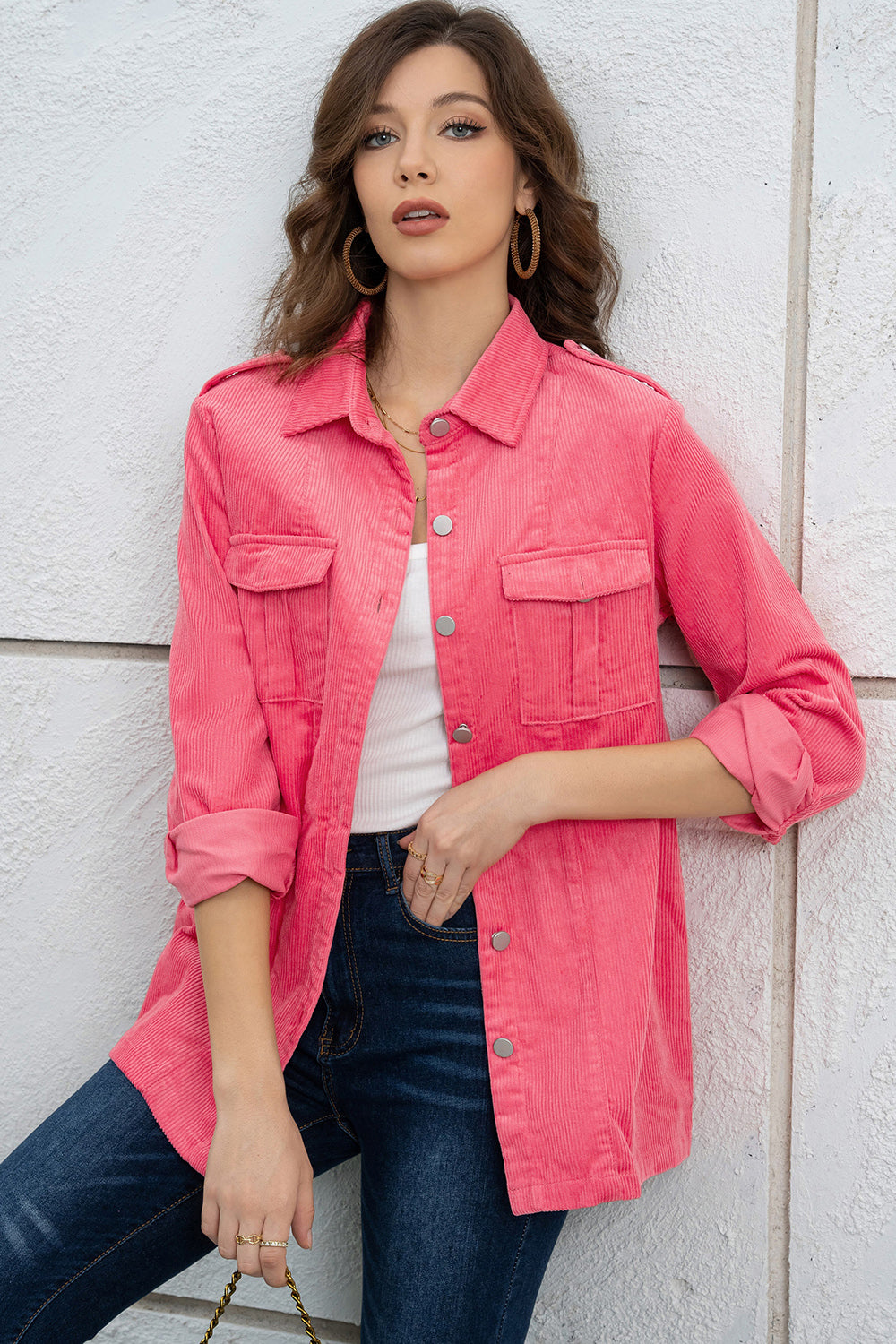 Celia Button Down Collared Shacket