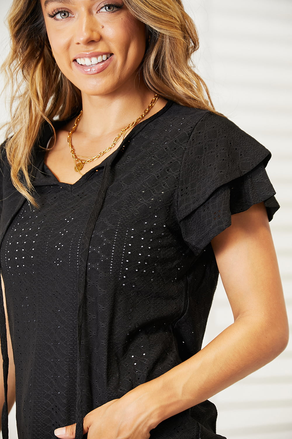 Danielle Flutter Sleeve Blouse