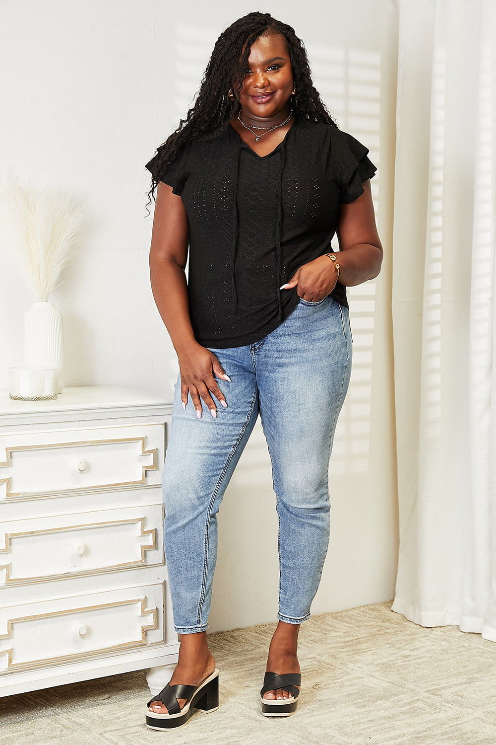 Danielle Flutter Sleeve Blouse