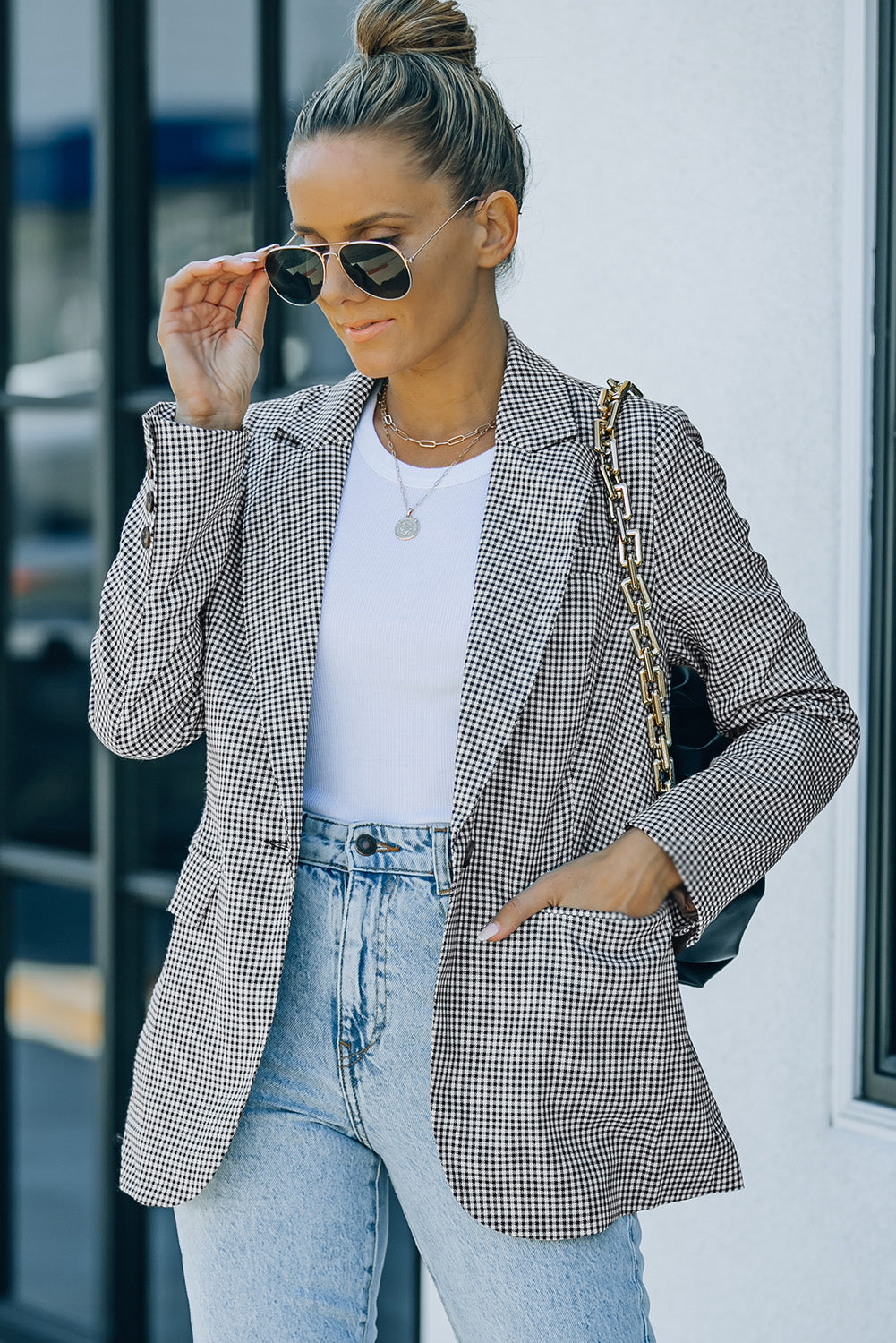 Taking My Time Houndstooth Blazer