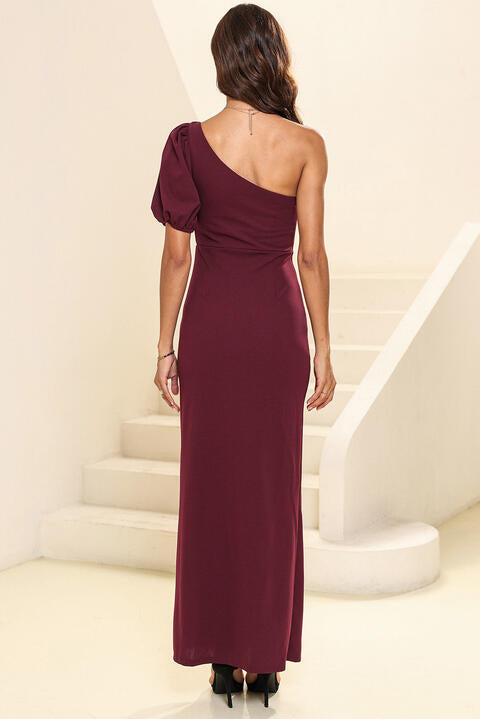 Alanna One Shoulder Balloon Sleeve Maxi Dress
