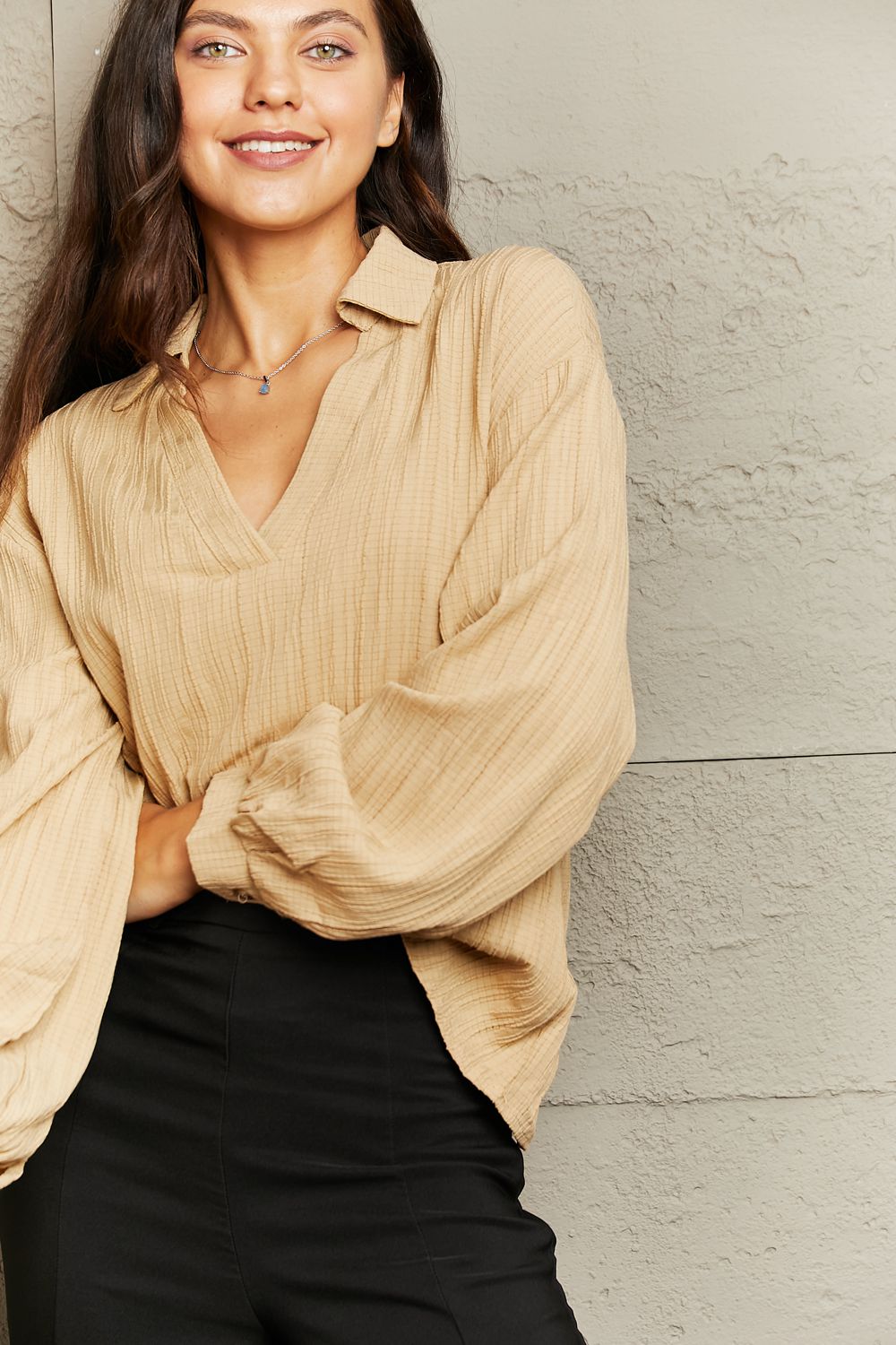 Wait For Me Textured Blouse