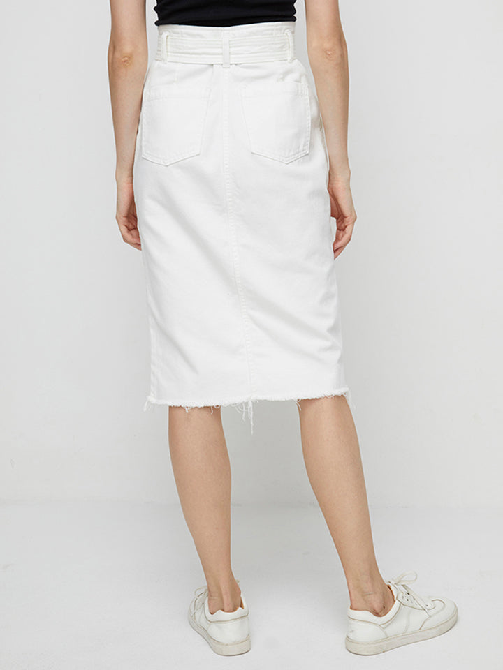 Talk To Me Denim Midi Skirt