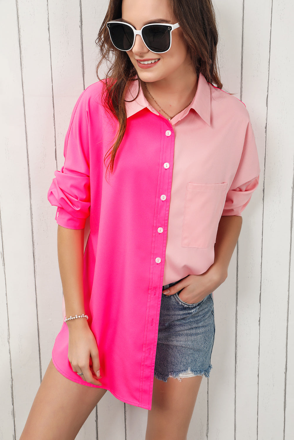 Tone Of Voice Color Block Longline Shirt