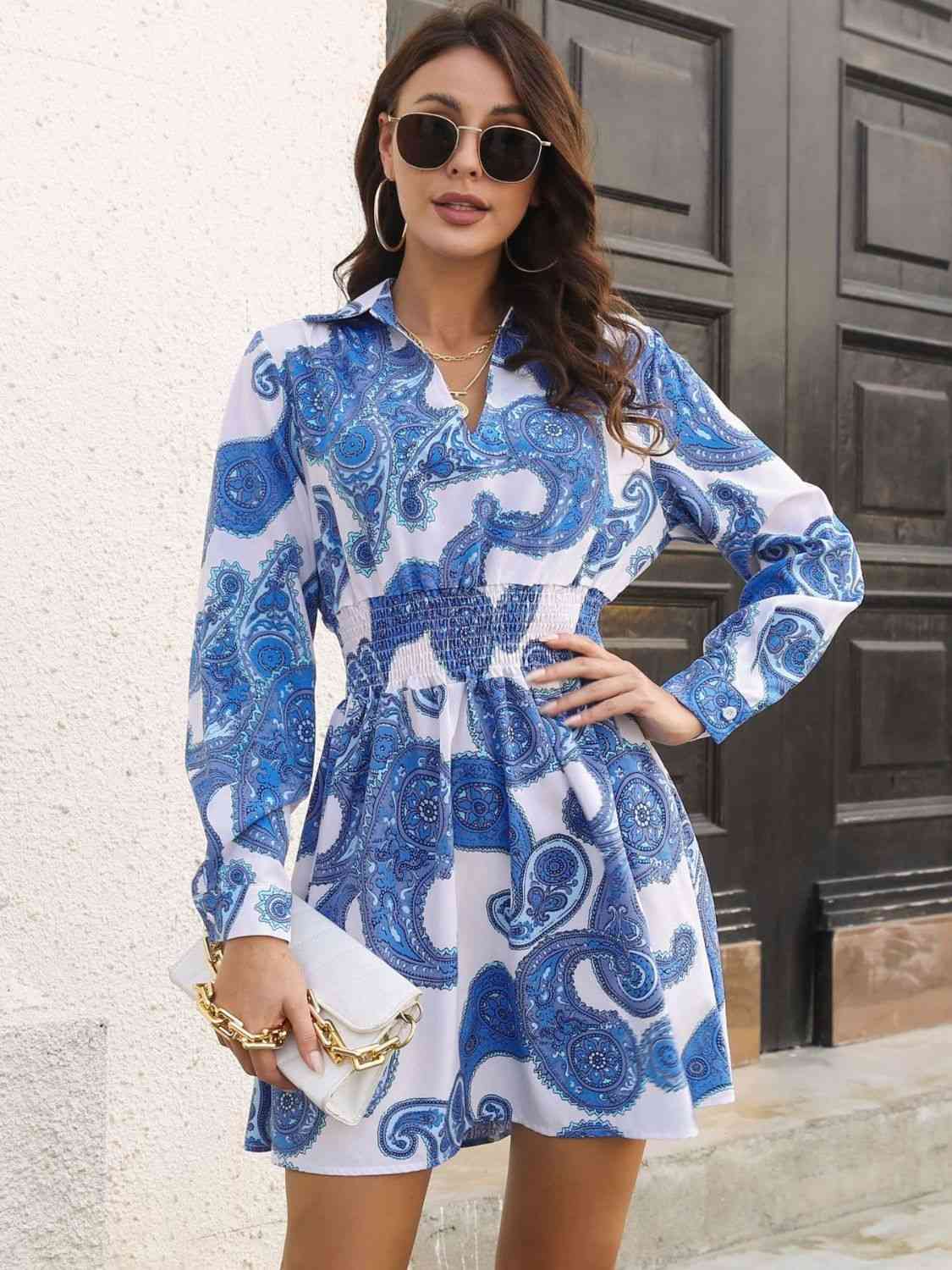 Debra Paisley Smocked Dress