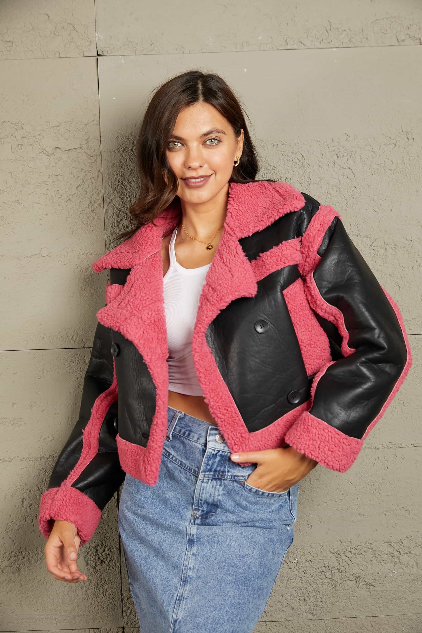 Aviator Contrast Double-Breasted Jacket