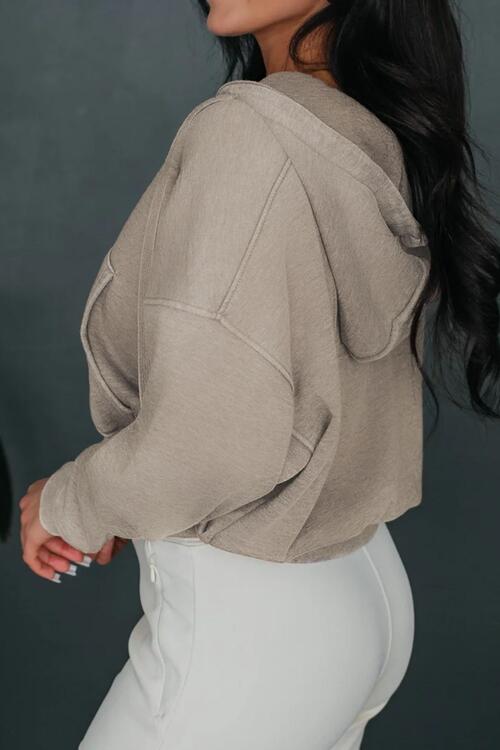 Dakota Zip Up Drawstring Cropped Hoodie