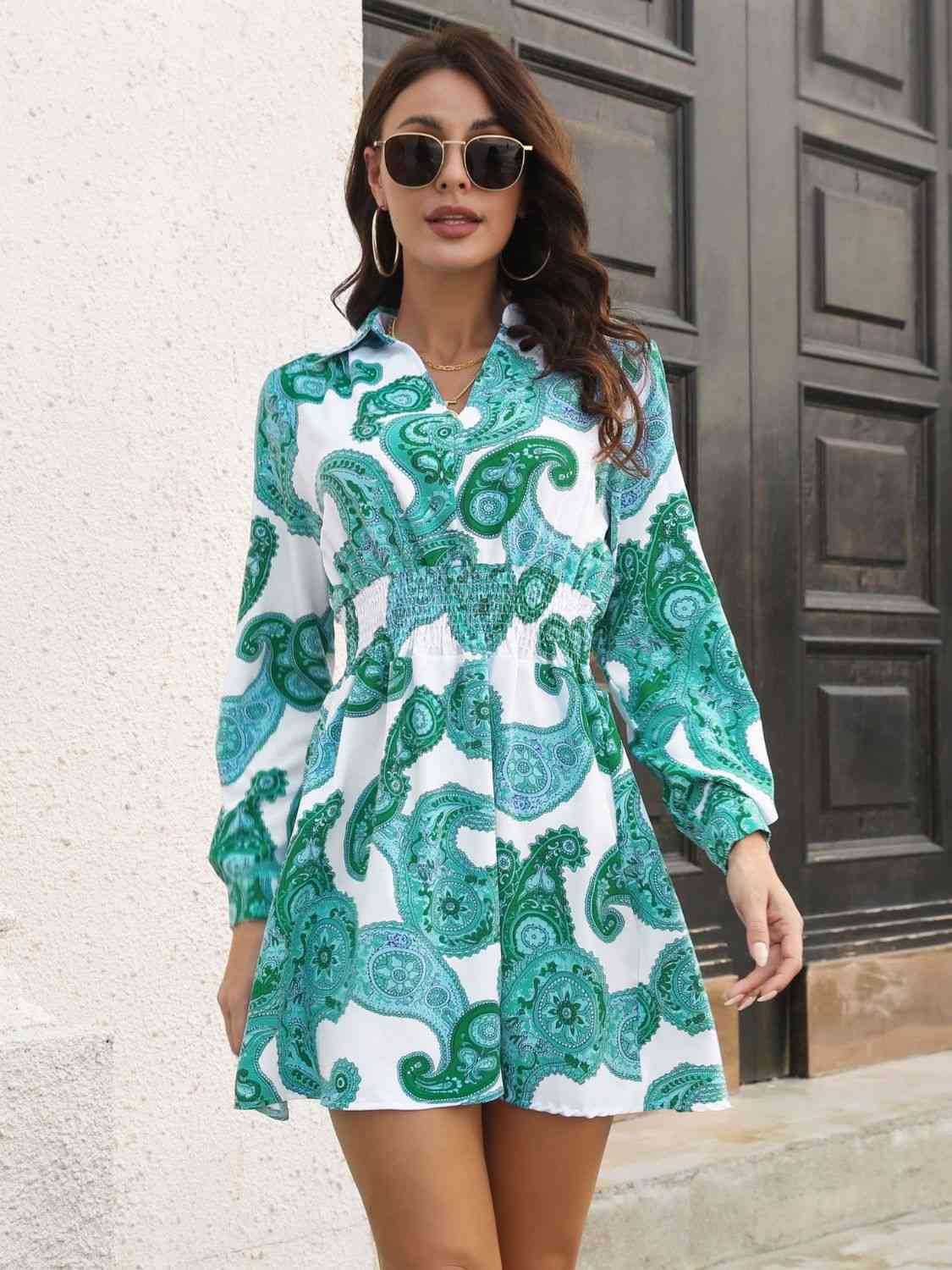 Debra Paisley Smocked Dress