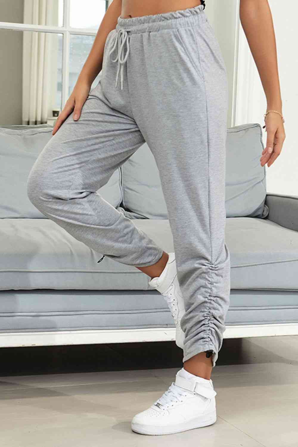 Keily Drawstring Waist Ruched Detail Pants