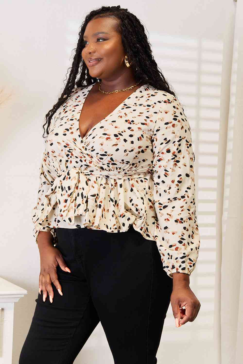 Marseille Tied Peplum Blouse