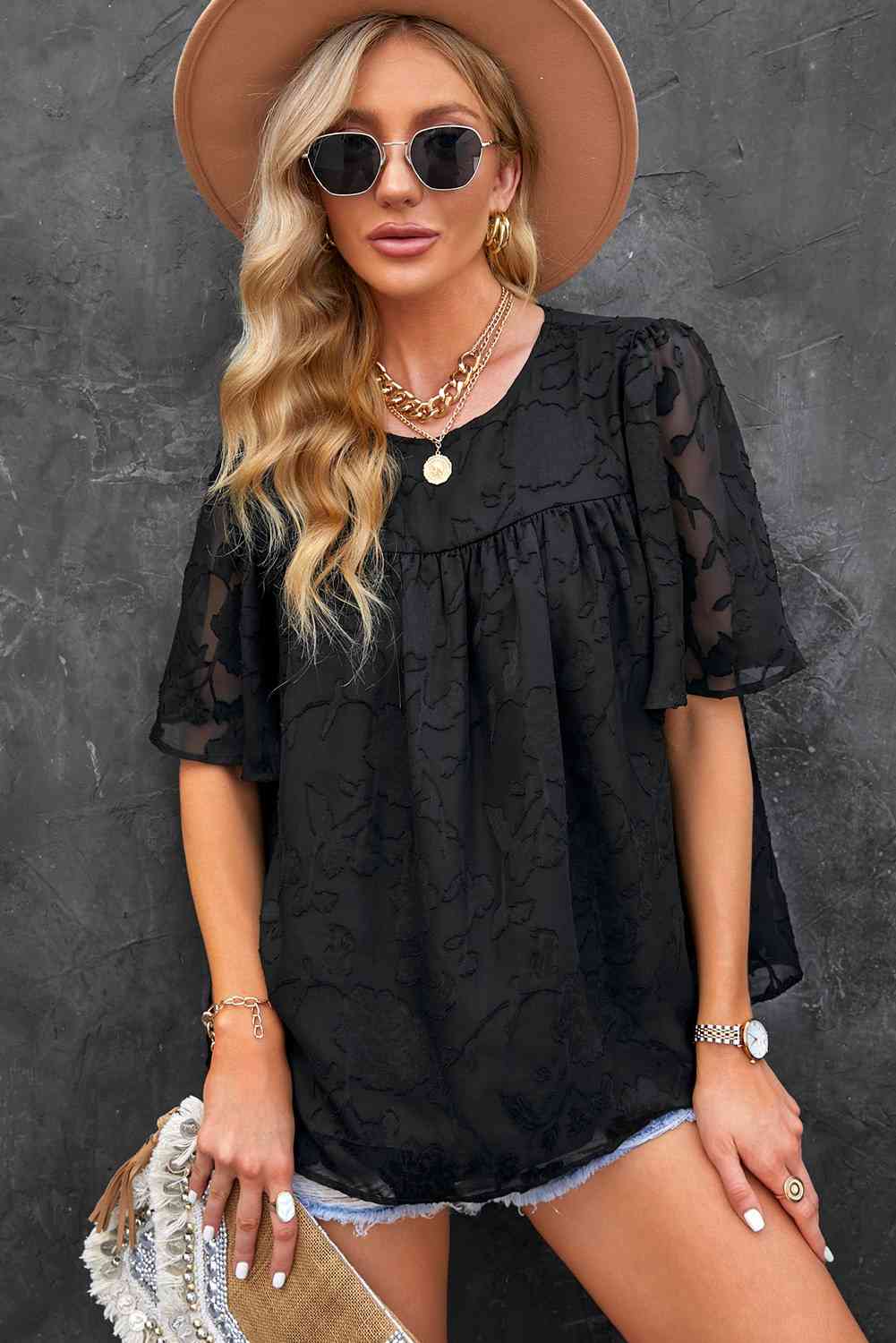 Vanessa Round Neck Puff Sleeve Blouse