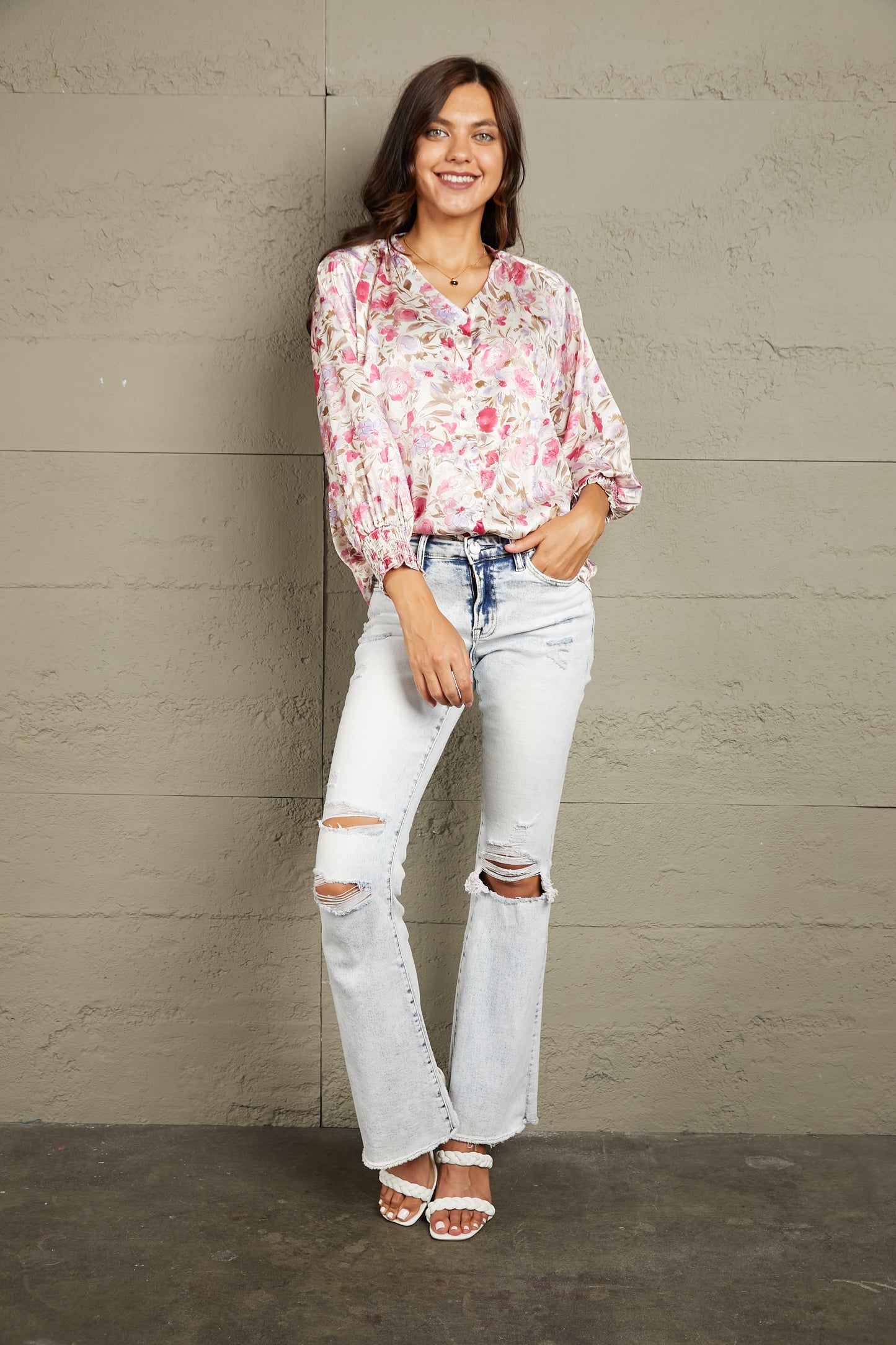 Room To Grow Floral V-Neck Blouse