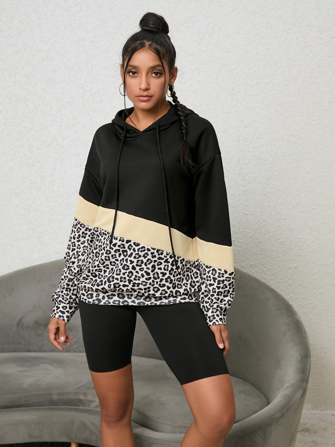 Wild Thing Leopard Color Block Hoodie