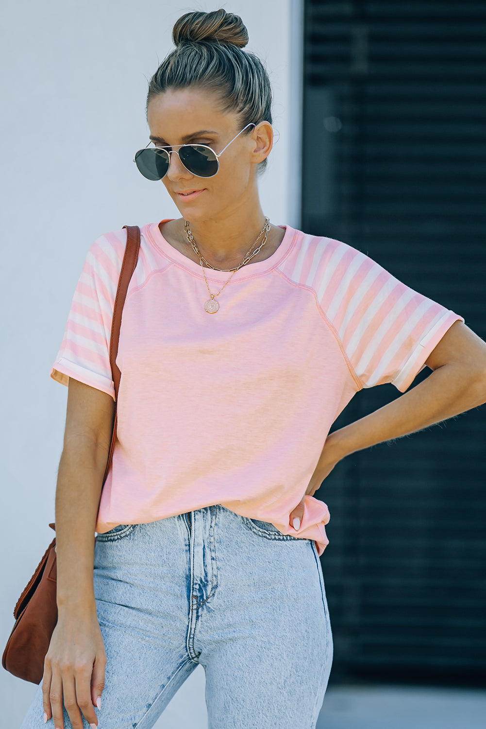 Thinking Of You Striped Sleeve Tee