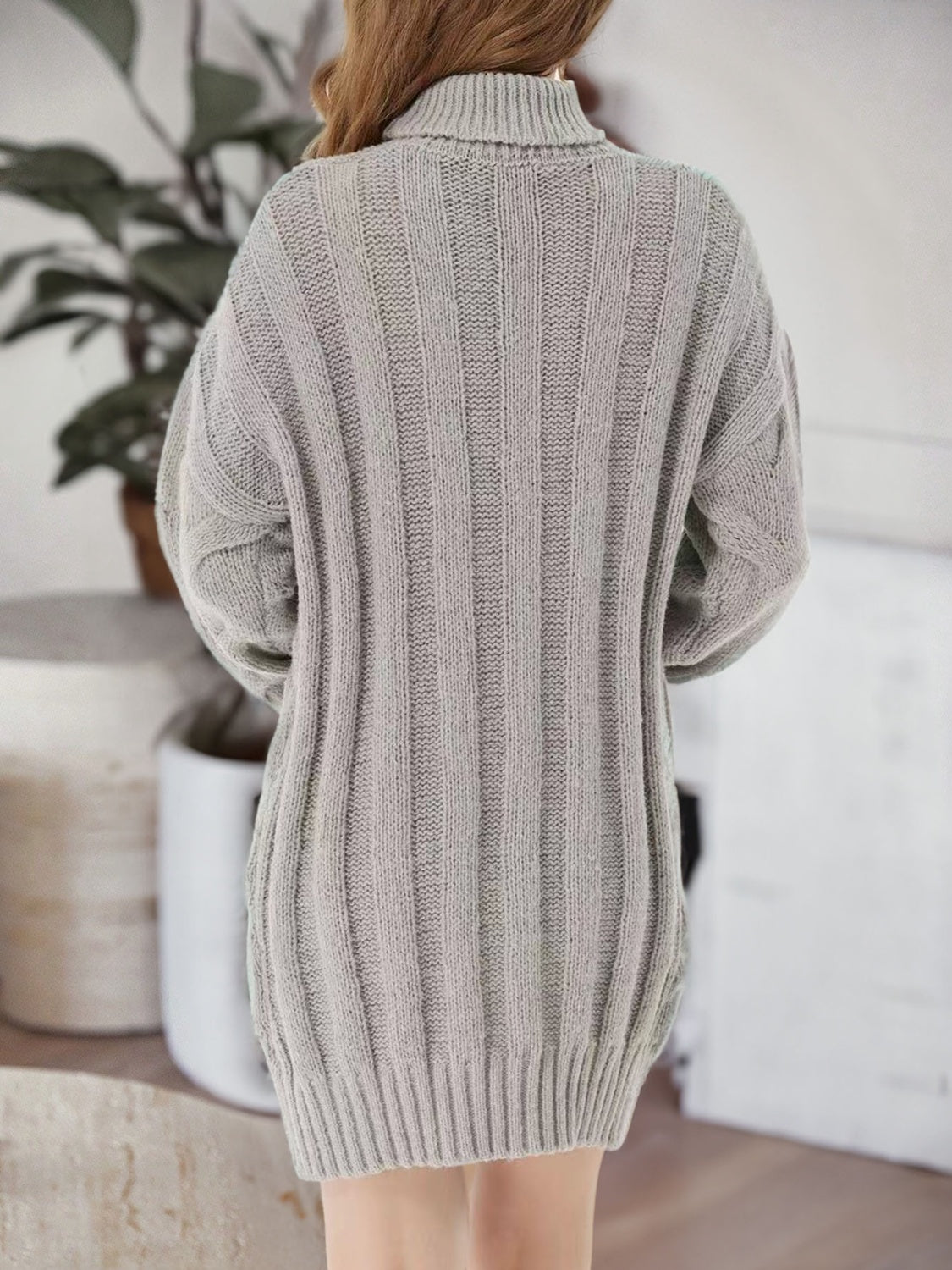 Camila Cable-Knit Turtleneck Sweater Dress