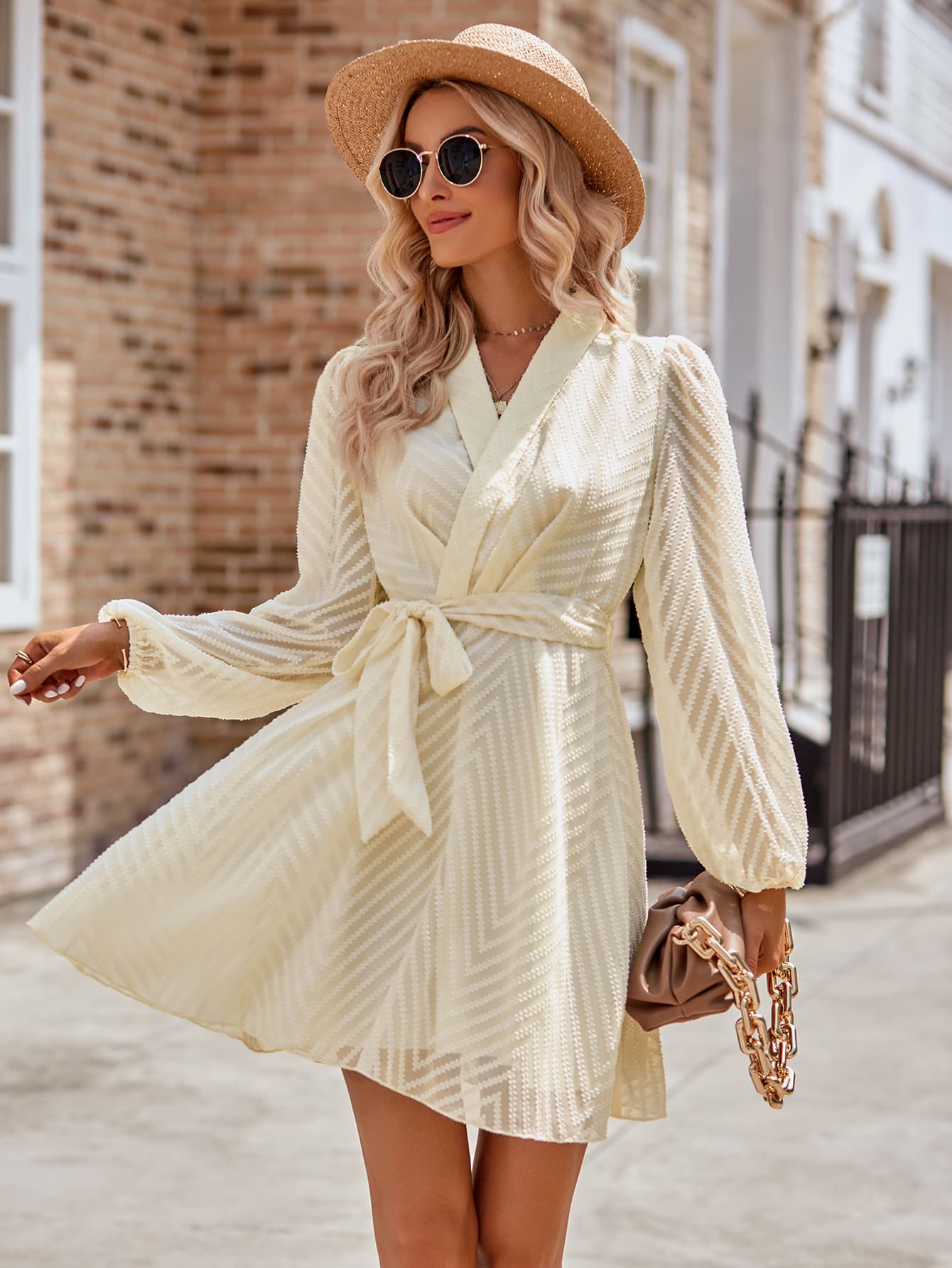 Haley Belted Long Sleeve Mini Dress